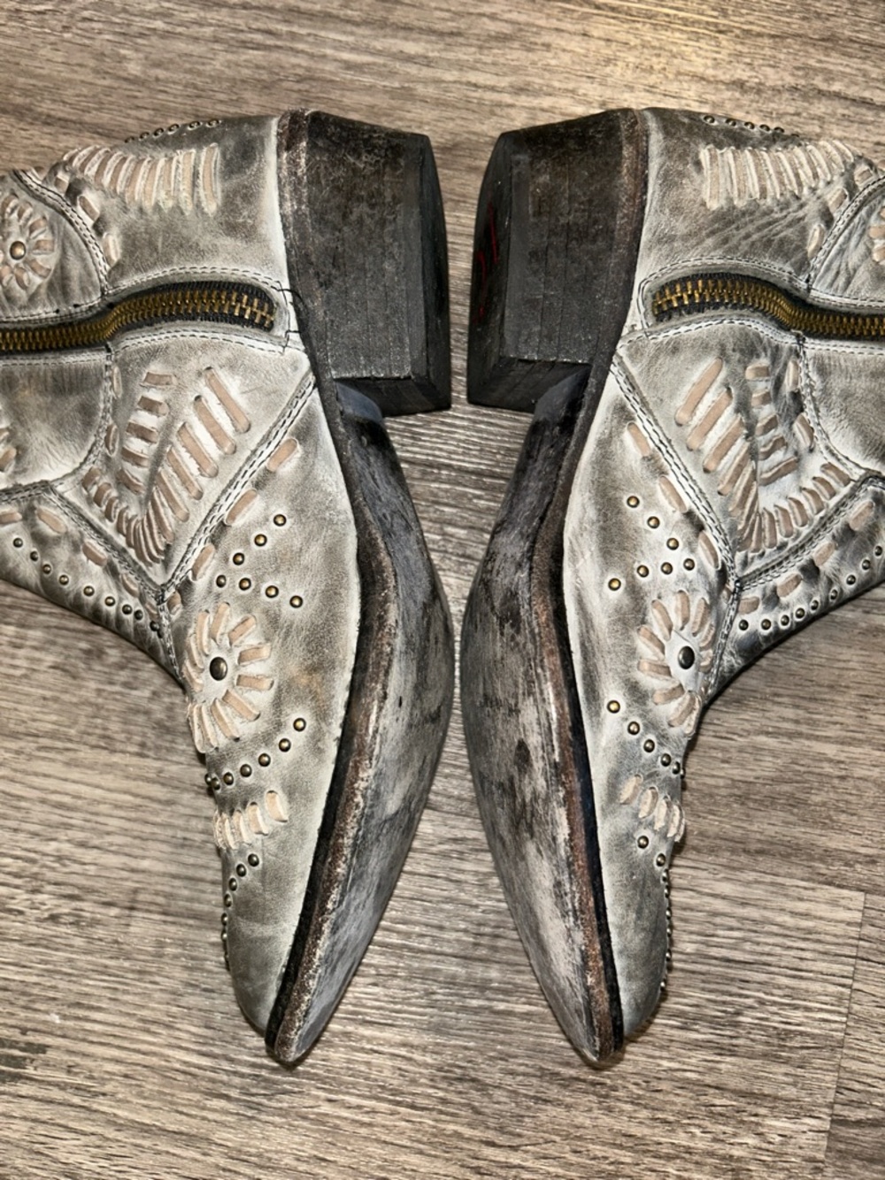 Matisse Leather Western Booties Studded Cutout Boho Festival 6 - Picture 6 of 9